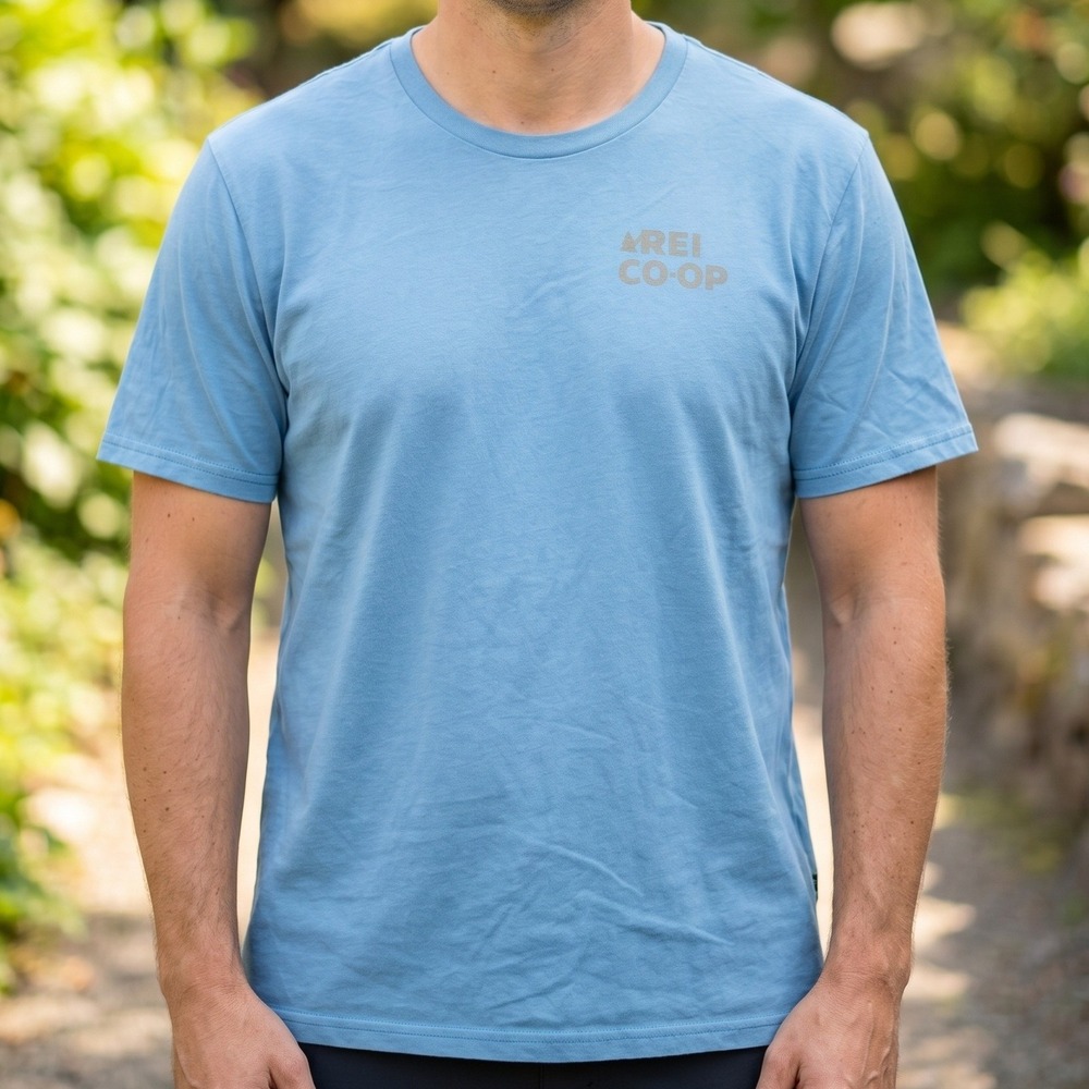 REI Co-op Men Blue Graphic T-Shirt Short Sleeve Organic Cotton Blend Mountain XL